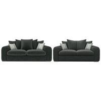 Lush Fabric Scatter Back 3 and 2 Seater Sofa Suite Charles Charcoal