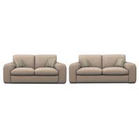 Lush Fabric 3 and 2 Seater Sofa Suite Charles Sand