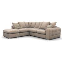 Lush Fabric Scatter Back Corner Sofa with Ottoman Charles Sand Left Hand