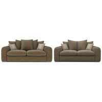 Lush Fabric Scatter Back 3 and 2 Seater Sofa Suite Charles Nutmeg