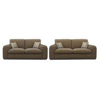 Lush Fabric 3 and 2 Seater Sofa Suite Charles Nutmeg