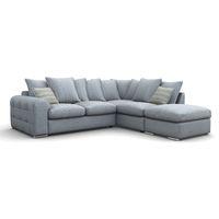 Lush Fabric Scatter Back Corner Sofa with Ottoman Charles Sky Right Hand