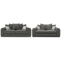 Lush Fabric Scatter Back 3 and 2 Seater Sofa Suite Charles Slate