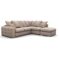 Lush Fabric Scatter Back Corner Sofa with Ottoman Charles Sand Right Hand