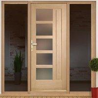 lucca exterior oak door with obscure double glazing and frame set with ...