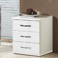 Luton Bedside Cabinet In High Gloss Alpine White With 3 Drawers