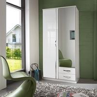 Luton Mirror Wardrobe In High Gloss Alpine White With 2 Doors