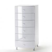 Lucca White High Gloss Finish Chest of Drawers With 6 Drawers