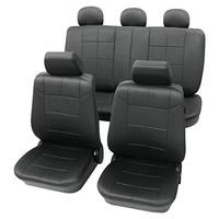 Luxury Leather Look Dark Grey Washable Seat Covers - For Kia Pride