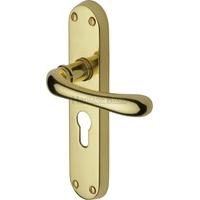 Luna Euro Profile Door Handle (Set of 2) Finish: Polished Brass