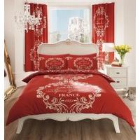 Luxury Single Duvet Quilt Cover Bedding Set Script Paris Chic French Text - Red