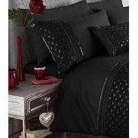 Luxurious Petra Black Duvet Cover Set - King Size - Embellished / Diamante Bed Linen