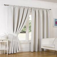 Luxury Faux Silk Blackout Thermal Soft Pencil Pleat Lined Curtains With Tiebacks - Natural 46\