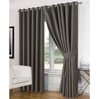 Luxury Basket Weave Blackout Thermal Lined Eyelet Curtains with Tiebacks - Charcoal 46\