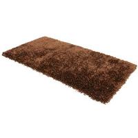 Luxury Shaggy Ribbon Bedside Rug, Medium, Chocolate, Polyester