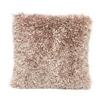 luxury shaggy ribbon cushion with pad 40 x 40cm oyster polyester