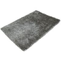 luxury shaggy ribbon bedside rug small silver polyester