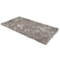 Luxury Shaggy Ribbon Bedside Rug, Medium, Silver, Polyester