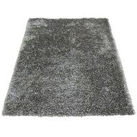 luxury shaggy ribbon bedside rug large silver polyester