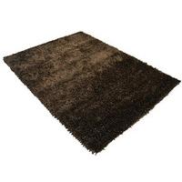 luxury shaggy ribbon bedside rug small chocolate polyester