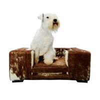 luigi designer dog bed in cowhide brown white small