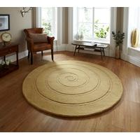 Luxury Opulent Wool Hand Carved Gold Round Rug - Lena 180cm(5ft\'11\