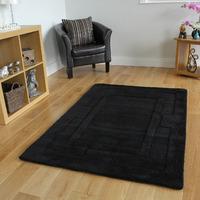 Luxurious Non Shed Elegant Soft Black 100% Wool Rug Elements 60x100cm