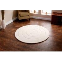 Luxuriously Thick Soft Elegant Ivory Wool Circle Rug - Lena 180cm(5ft\'11\