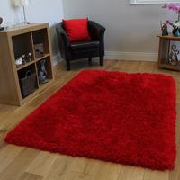 Luxury Bold Red Super Soft Modern Fluffy Mats - Deluxe Red FF 120x170