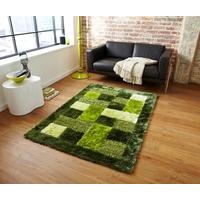 Luxurious Green Shaggy Squares Patterned Mats Piccadilly 04 - 150cm x 230cm (4\'11\