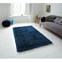 Luxury High Gloss Heavyweight Teal Blue Shaggy Rug - Seattle 60cm x 115cm (2\' x 3\' 9\