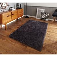 luxury high sheen heavyweight dense grey shaggy area rug geneva 145cm  ...