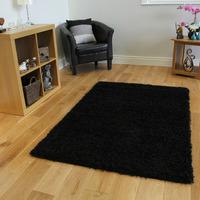 Luxurious Ultra Chic Black Anti Shed Shag Pile Rug - Ontario 80 cm x 150 cm (2\'6\