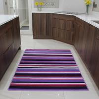 Luna Funky Purple Stripes Machine Washable Non Slip Kitchen Mat