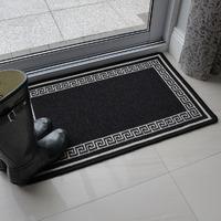 Luna Black Plain Traditional Machine Washable Anti Slip Kitchen Mat