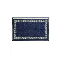 Luna Mottled Blue Plain Anti Slip Machine Washable Door Mat