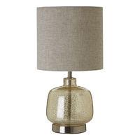 Lucia Table Lamp Glass Metal Natural Fabric Shade