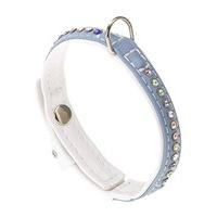 Lux C15/28 Eco Synthetic Leather Collar Blue/white 15mm X28cm (Pack of 2)