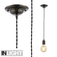 Lumilife Single Light Black Nickel Suspension Set with Black Cable