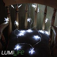 Lumilife 20 LED Acrylic Star Lights - Battery Operated - White - 2.85m