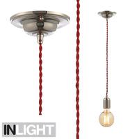 Lumilife Single Light Black Nickel Suspension Set with Red Cable