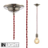 lumilife single light black nickel suspension set with red cable