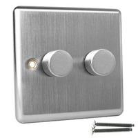 lumilife led dimmer switch 2 gang 2 way brushed metal dimmable