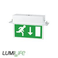 lumilife 4w led emergency exit sign maintained recessed