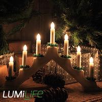 Lumilife Traditional Christmas Bridge Light - 7 Candles - White Bridge