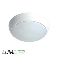 Lumilife 15W LED Bulkhead IP54 - White Finish - Corridor - Microwave & Emergency Option