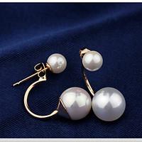 Lucky Star Women\'s Elegant Imitation Pearl Arc Earrings