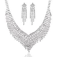 Luxurious Ladies\'/Women\'s Alloy Wedding/Party Jewelry Set With Rhinestone