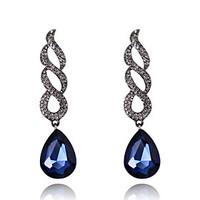 Luxury Drops Shape Cubic Zrconia Crystal Drop Earrings Jewelry for Lady(7.51.9cm)