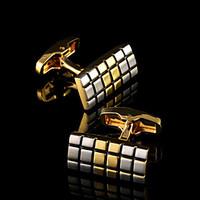 Luxury Plaid Pattern Gold Shirt Cufflinks for Mens Brand Euramerican Cuff Buttons French Cuff links Wedding Men\'s Jewelry